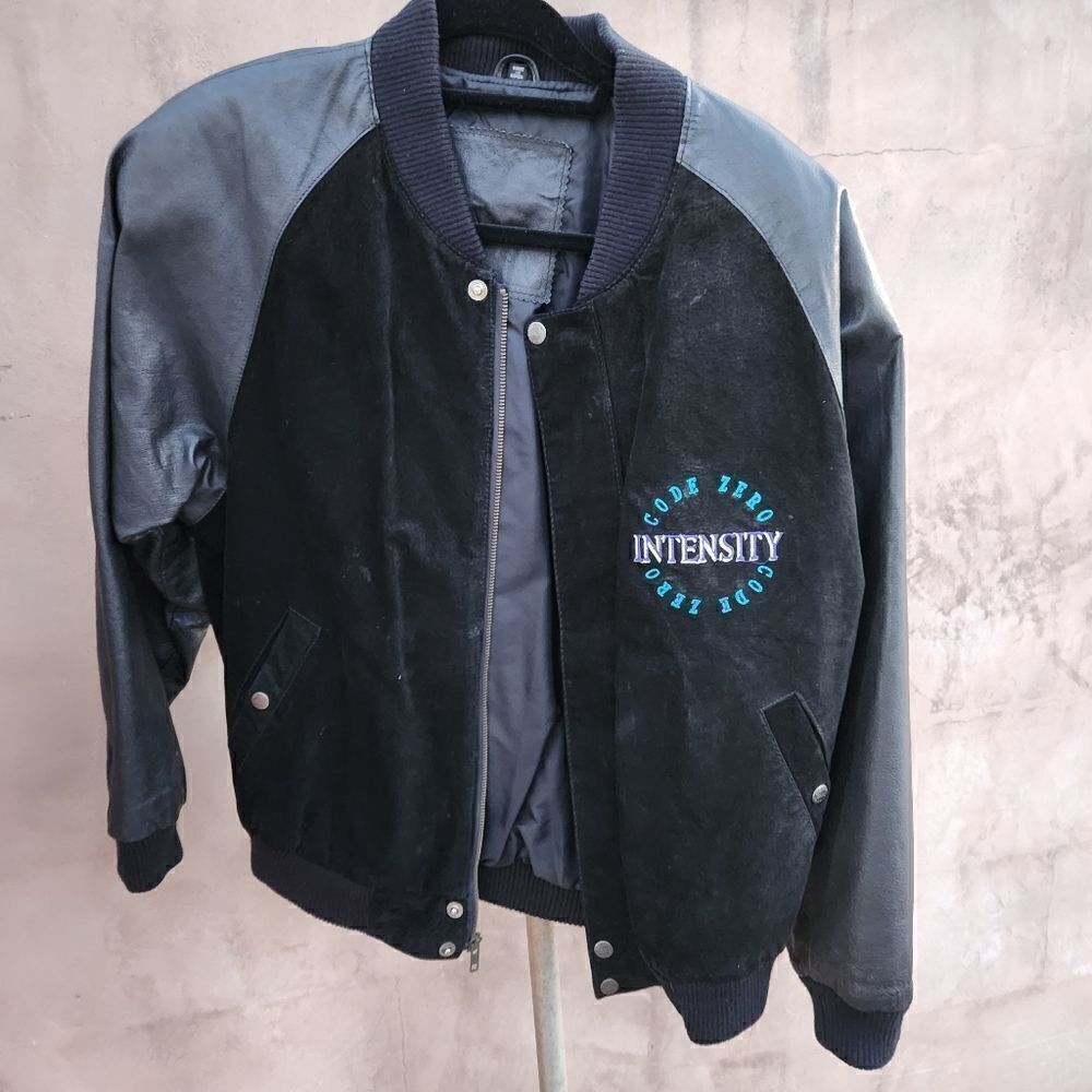Code zero vintage 90s leather letterman style jacket